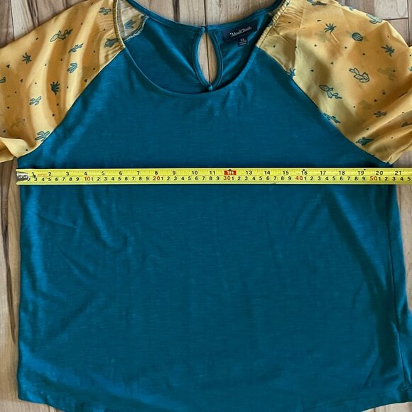 ModCloth Moxie Mastery Desert Cactus Sheer Sleeve Raglan Tee, Sz XL - Picture 7 of 8